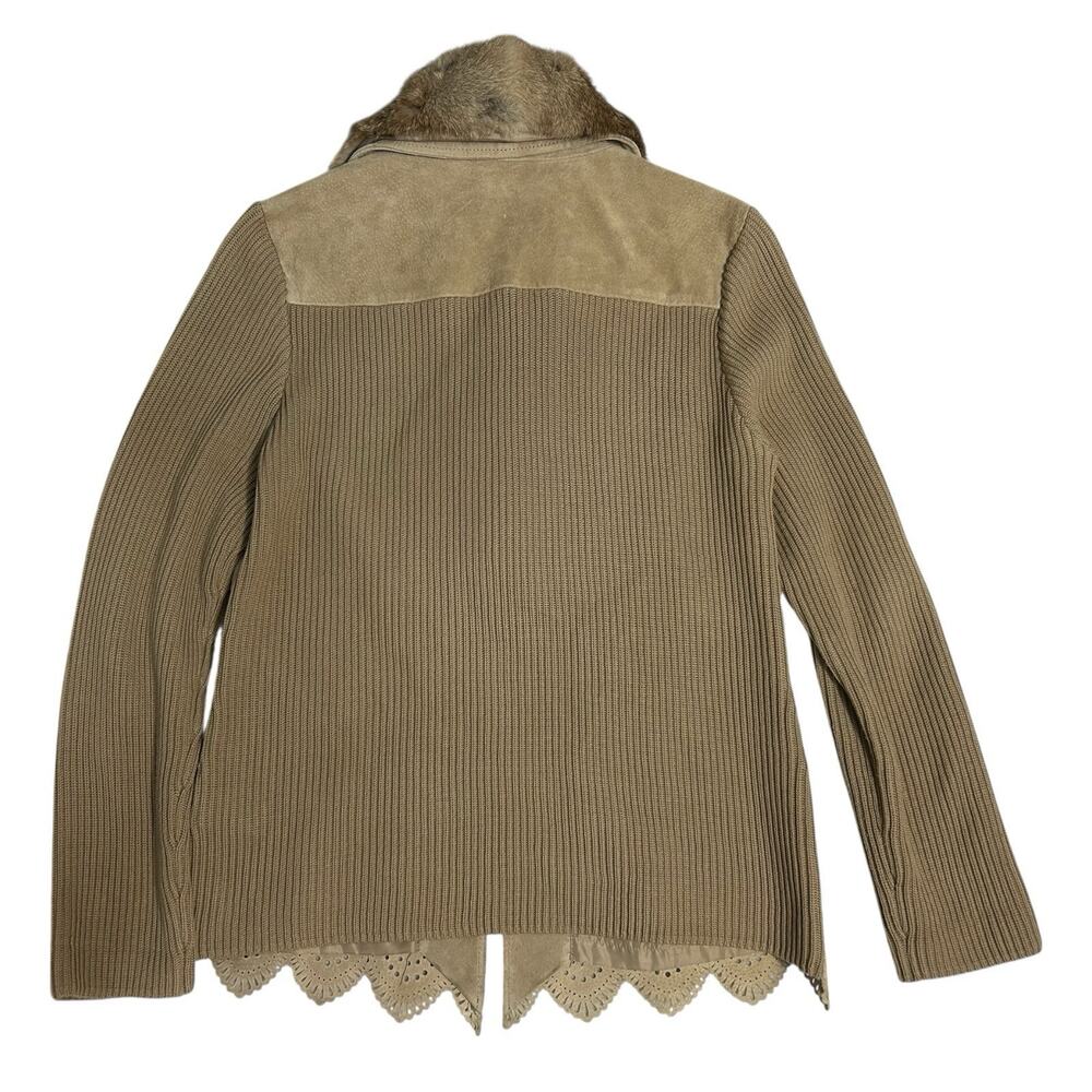 Peter Nygard Collection Petites Suede Jacket S Removable Fur Collar Knit Sleeves - Picture 8 of 16